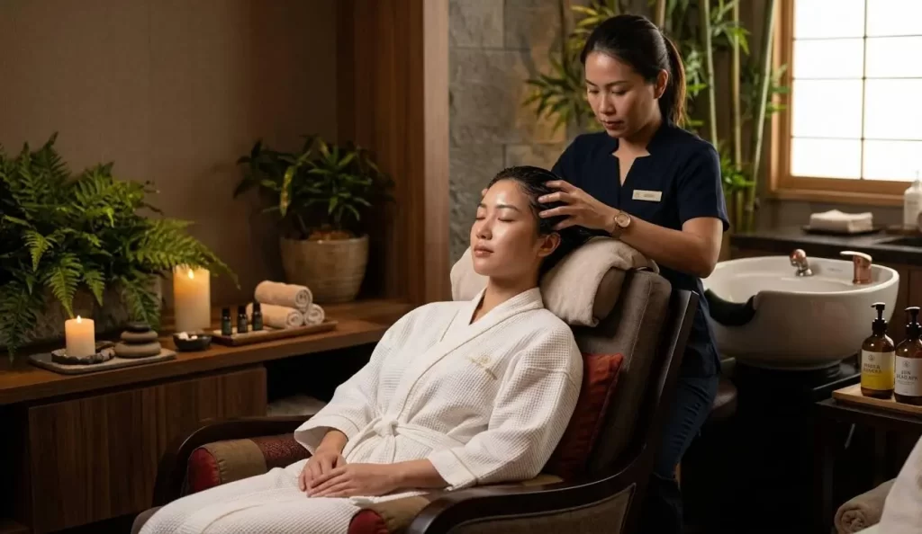 Holistic Japanese scalp massage promoting relaxation and circulation