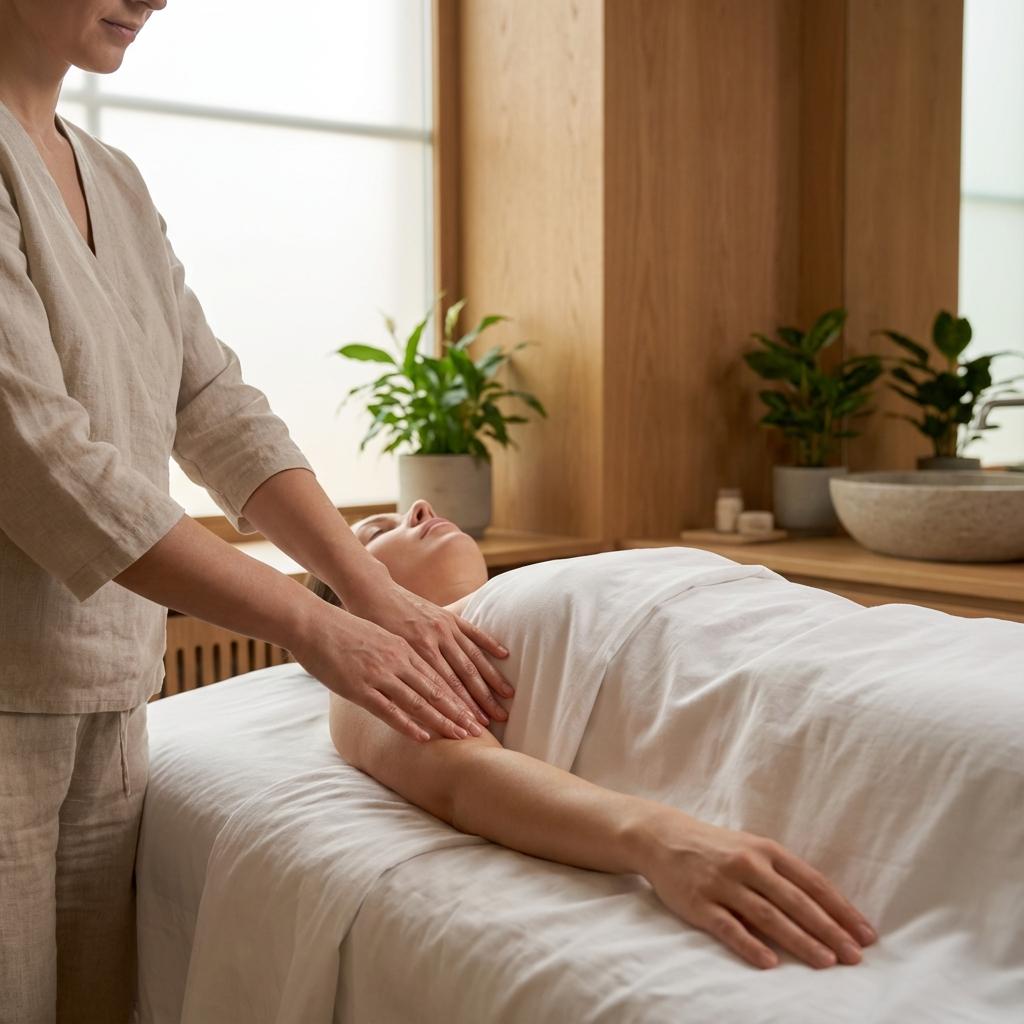 Professional manual lymphatic drainage treatment session
